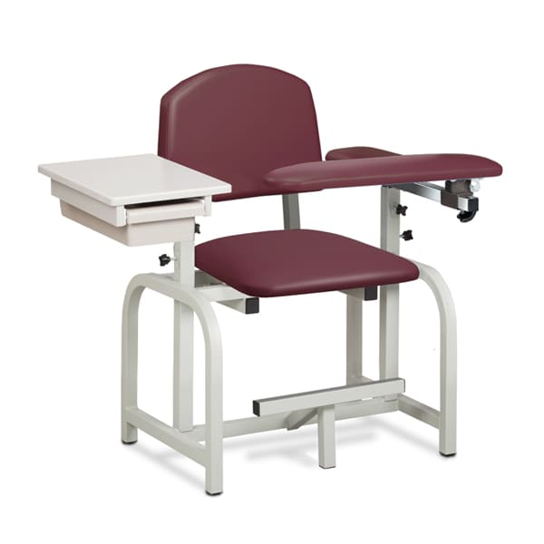 Clinton Blood Drawing Chair with Padded Flip Arm and Drawer, Warm Gray 66020-3WG